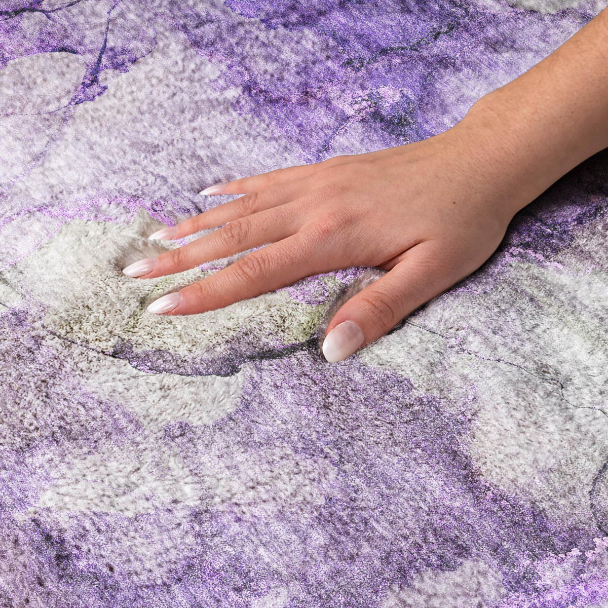 5' X 8' Purple And Lilac Abstract Shag Washable Area Rug With UV Protection - HomeRoots - Flyclothing LLC