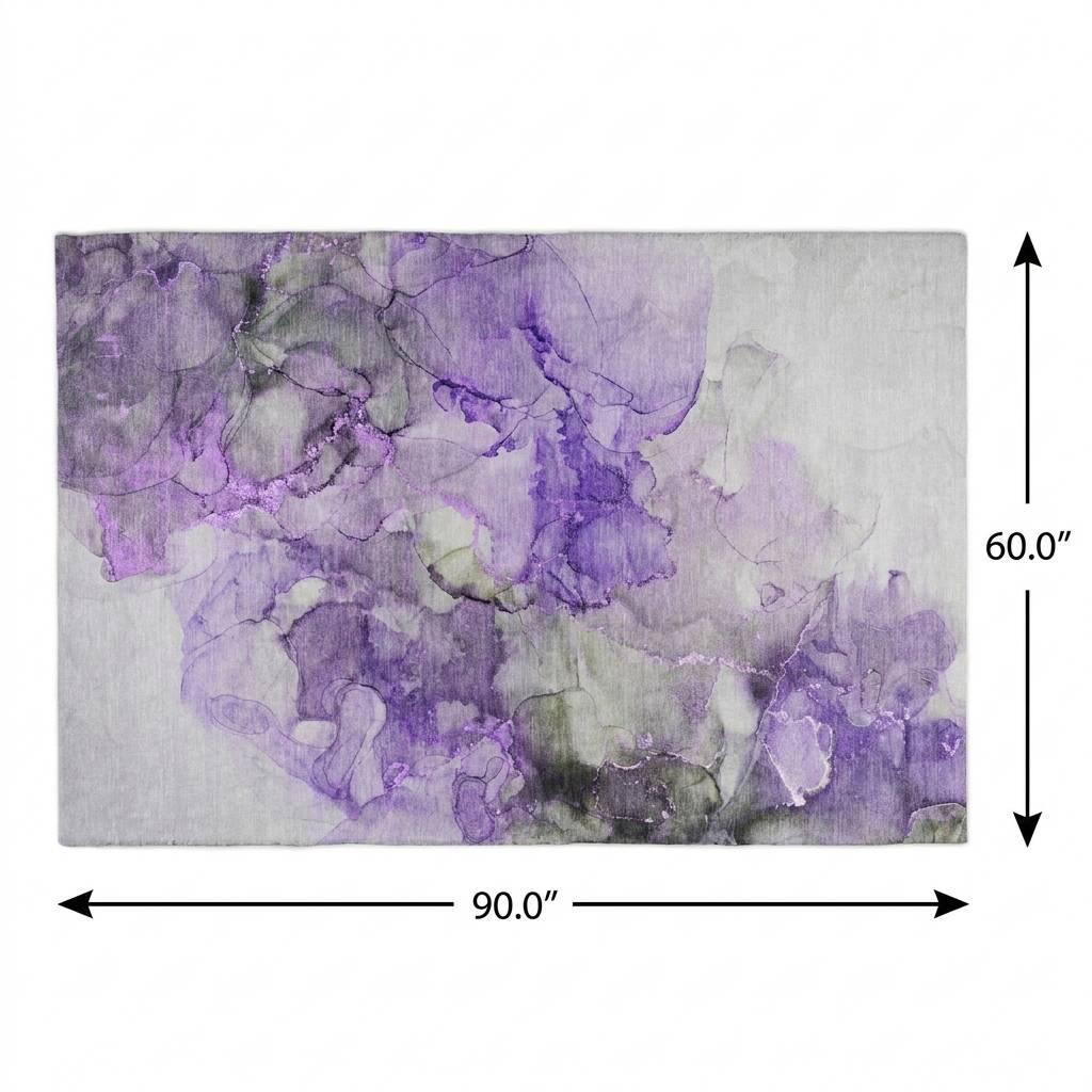 5' X 8' Purple And Lilac Abstract Shag Washable Area Rug With UV Protection - HomeRoots - Flyclothing LLC