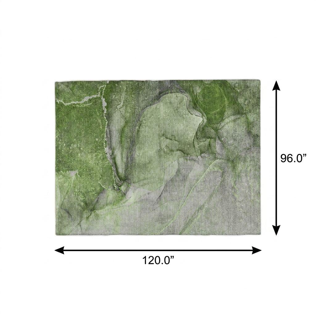 8' X 10' Olive Green And Green Abstract Shag Washable Area Rug With UV Protection - HomeRoots - Flyclothing LLC