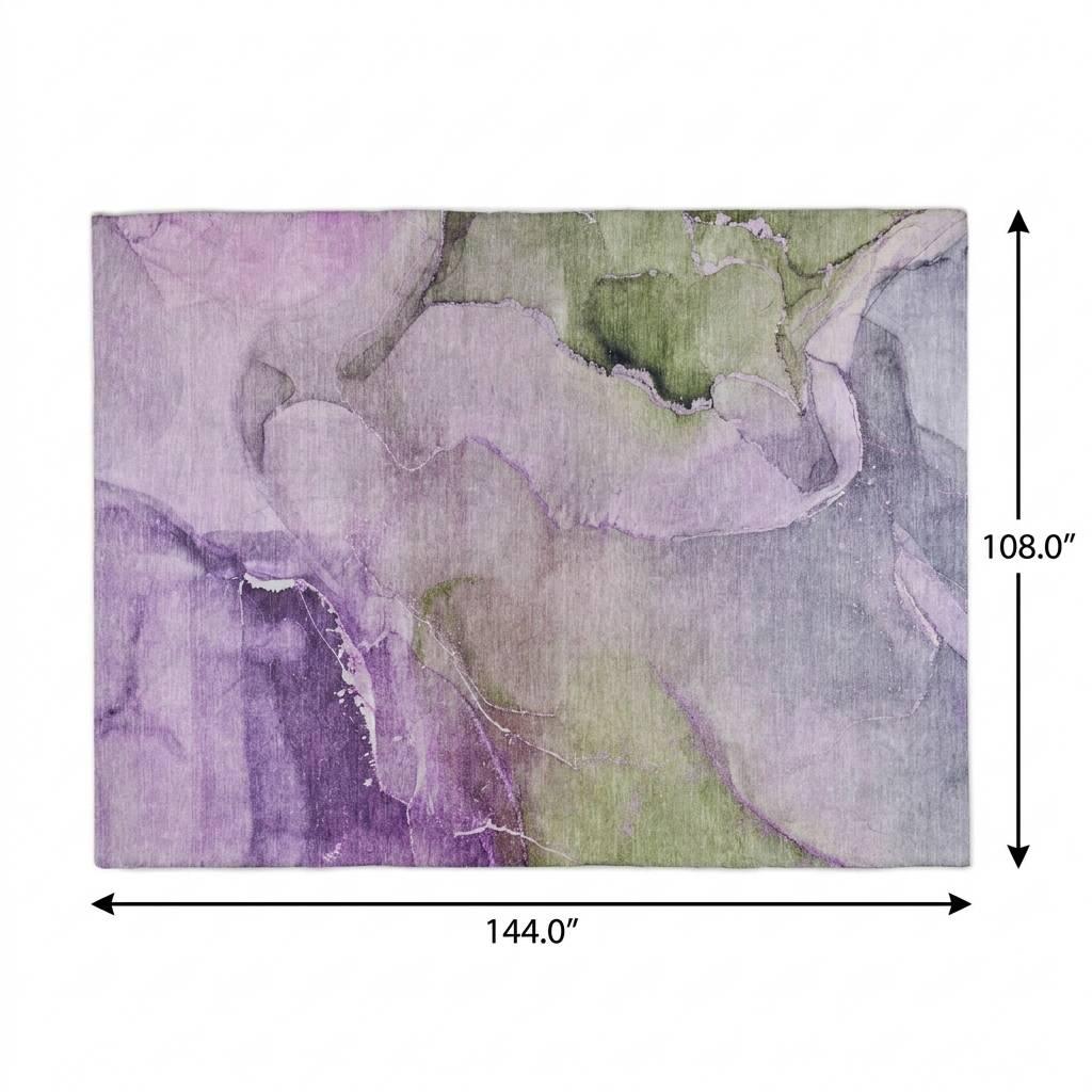 9' X 12' Purple And Lavender Abstract Shag Washable Area Rug With UV Protection - HomeRoots - Flyclothing LLC