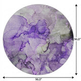 8' Purple And Lilac Abstract Shag Washable Round Rug With UV Protection - HomeRoots - Flyclothing LLC