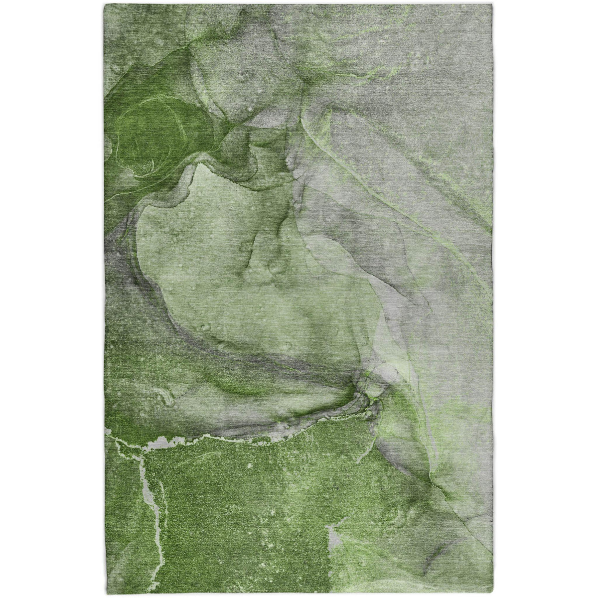 9' X 12' Olive Green And Green Abstract Shag Washable Area Rug With UV Protection - HomeRoots - Flyclothing LLC