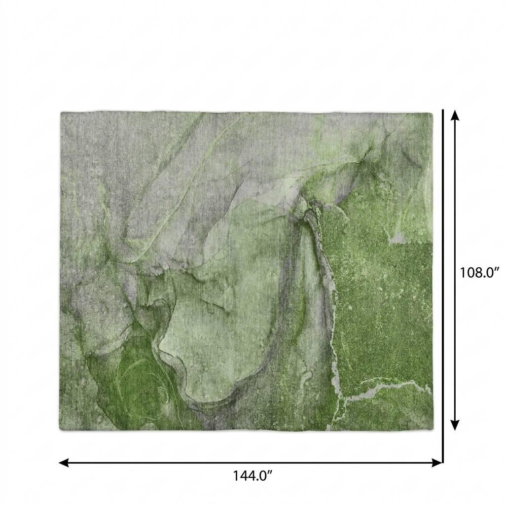 9' X 12' Olive Green And Green Abstract Shag Washable Area Rug With UV Protection - HomeRoots - Flyclothing LLC