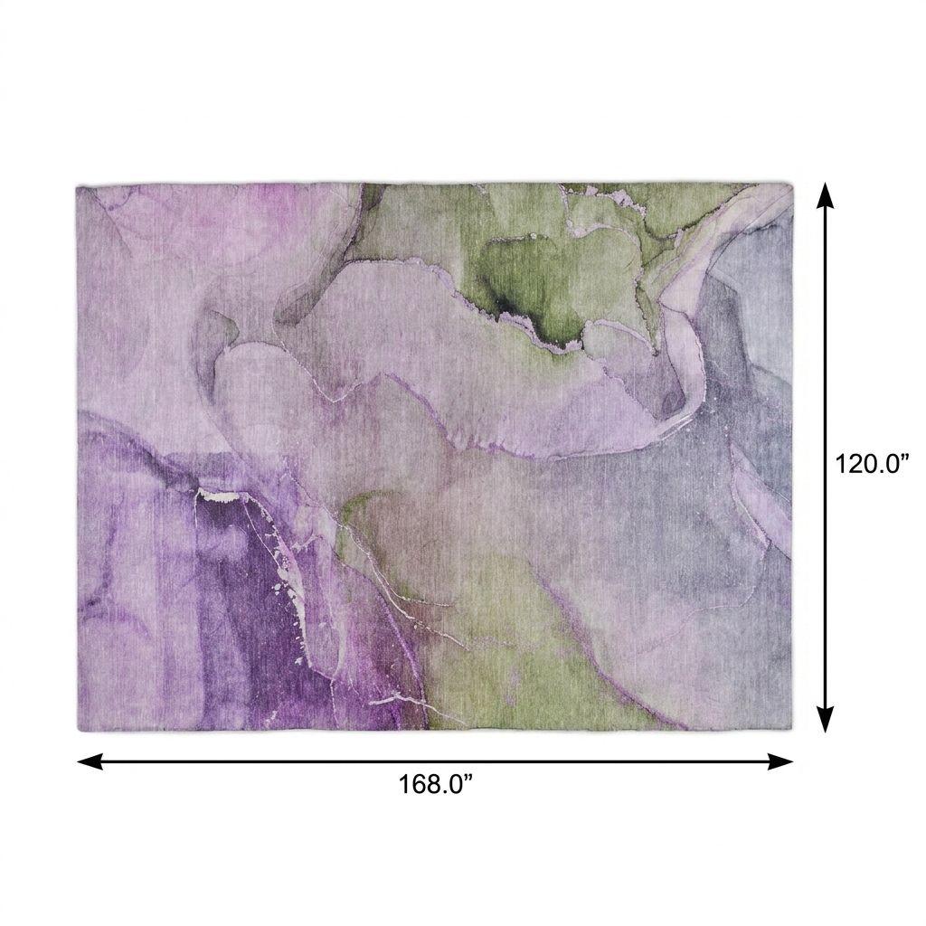 10' X 14' Purple And Lavender Abstract Shag Washable Area Rug With UV Protection - HomeRoots - Flyclothing LLC