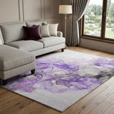 8' X 10' Purple And Lilac Abstract Shag Washable Area Rug With UV Protection - HomeRoots - Flyclothing LLC
