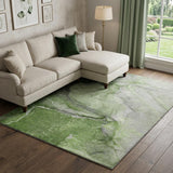 10' X 14' Olive Green And Green Abstract Shag Washable Area Rug With UV Protection - HomeRoots - Flyclothing LLC