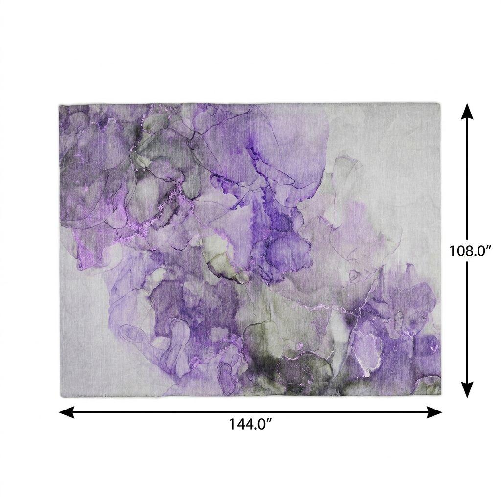 9' X 12' Purple And Lilac Abstract Shag Washable Area Rug With UV Protection - HomeRoots - Flyclothing LLC