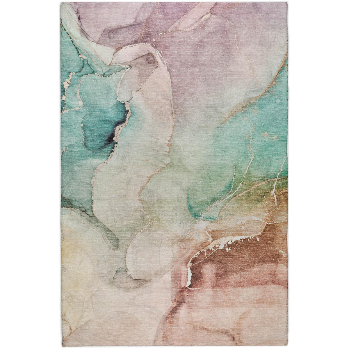 5' X 8' Teal And Brown Abstract Shag Washable Area Rug With UV Protection - HomeRoots - Flyclothing LLC