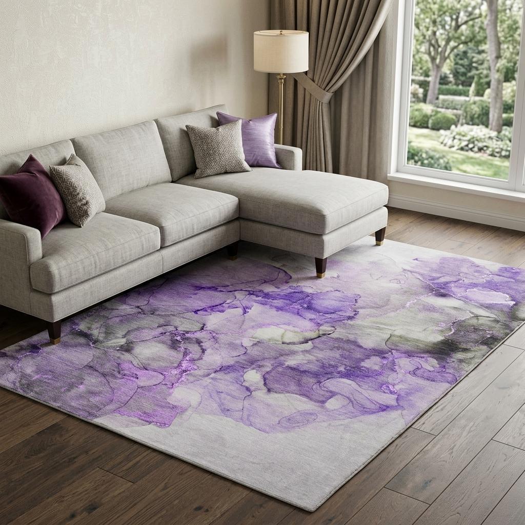 10' X 14' Purple And Lilac Abstract Shag Washable Area Rug With UV Protection - HomeRoots - Flyclothing LLC