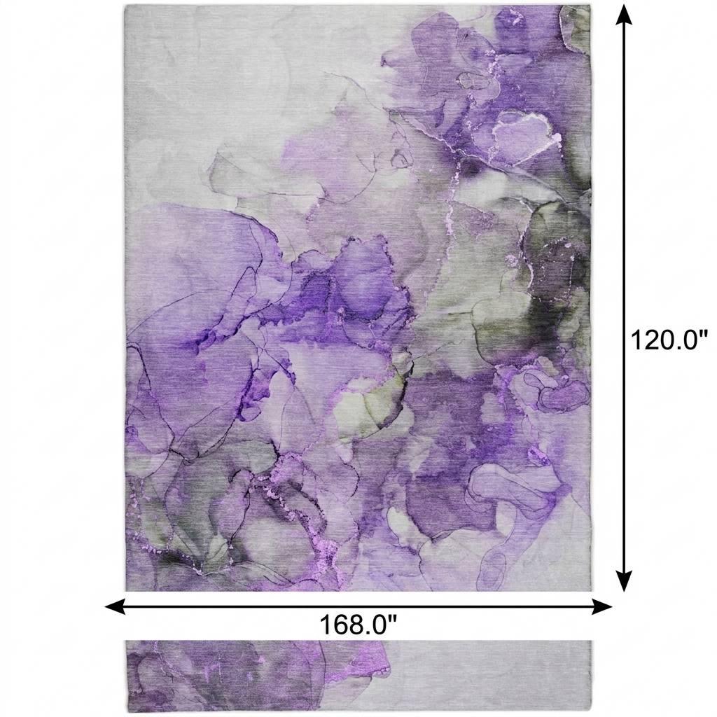 10' X 14' Purple And Lilac Abstract Shag Washable Area Rug With UV Protection - HomeRoots - Flyclothing LLC