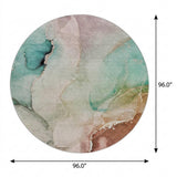 8' Teal And Brown Abstract Shag Washable Round Rug With UV Protection - HomeRoots - Flyclothing LLC