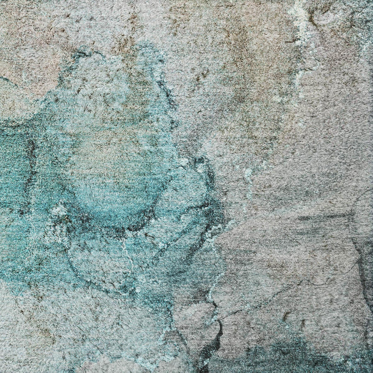 3' X 5' Teal And Gray Abstract Shag Washable Area Rug With UV Protection - HomeRoots - Flyclothing LLC