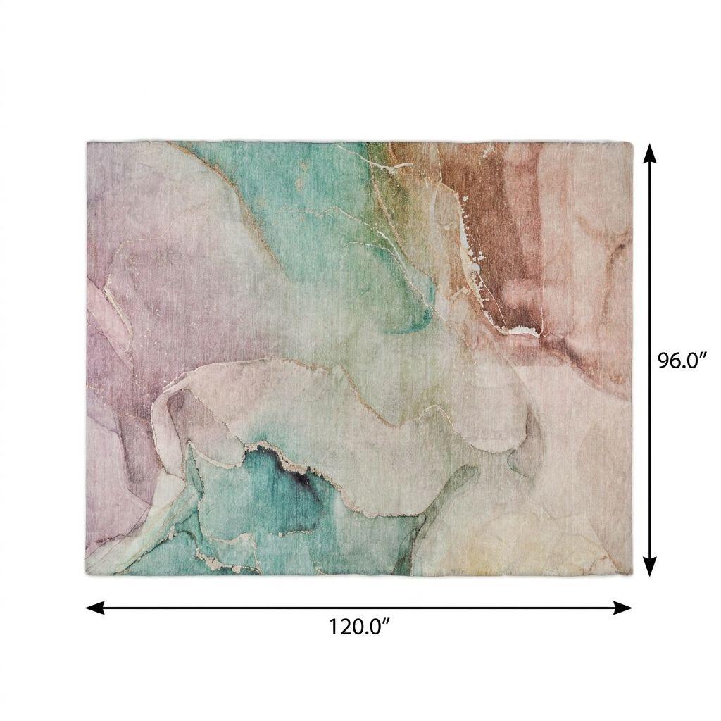 8' X 10' Teal And Brown Abstract Shag Washable Area Rug With UV Protection - HomeRoots - Flyclothing LLC