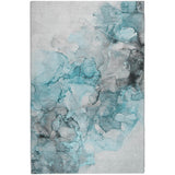5' X 8' Teal And Gray Abstract Shag Washable Area Rug With UV Protection - HomeRoots - Flyclothing LLC