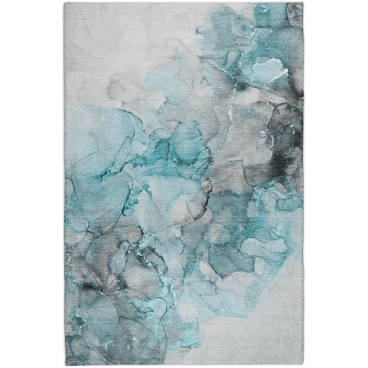 8' X 10' Teal And Gray Abstract Shag Washable Area Rug With UV Protection - HomeRoots - Flyclothing LLC