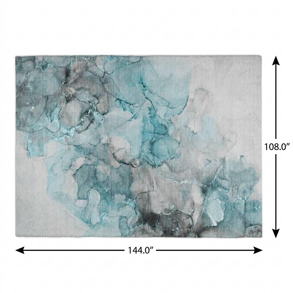 9' X 12' Teal And Gray Abstract Shag Washable Area Rug With UV Protection - HomeRoots - Flyclothing LLC