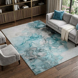 10' X 14' Teal And Gray Abstract Shag Washable Area Rug With UV Protection - HomeRoots - Flyclothing LLC