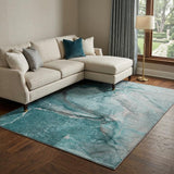 8' X 10' Teal And Gray Abstract Shag Washable Area Rug With UV Protection - HomeRoots - Flyclothing LLC