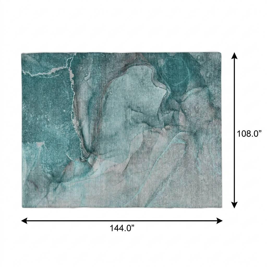 9' X 12' Teal And Gray Abstract Shag Washable Area Rug With UV Protection - HomeRoots - Flyclothing LLC