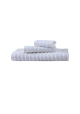 Set of Three White Geometric Turkish Cotton Towel Set - HomeRoots - Flyclothing LLC