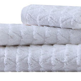 Set of Three White Geometric Turkish Cotton Towel Set - HomeRoots - Flyclothing LLC