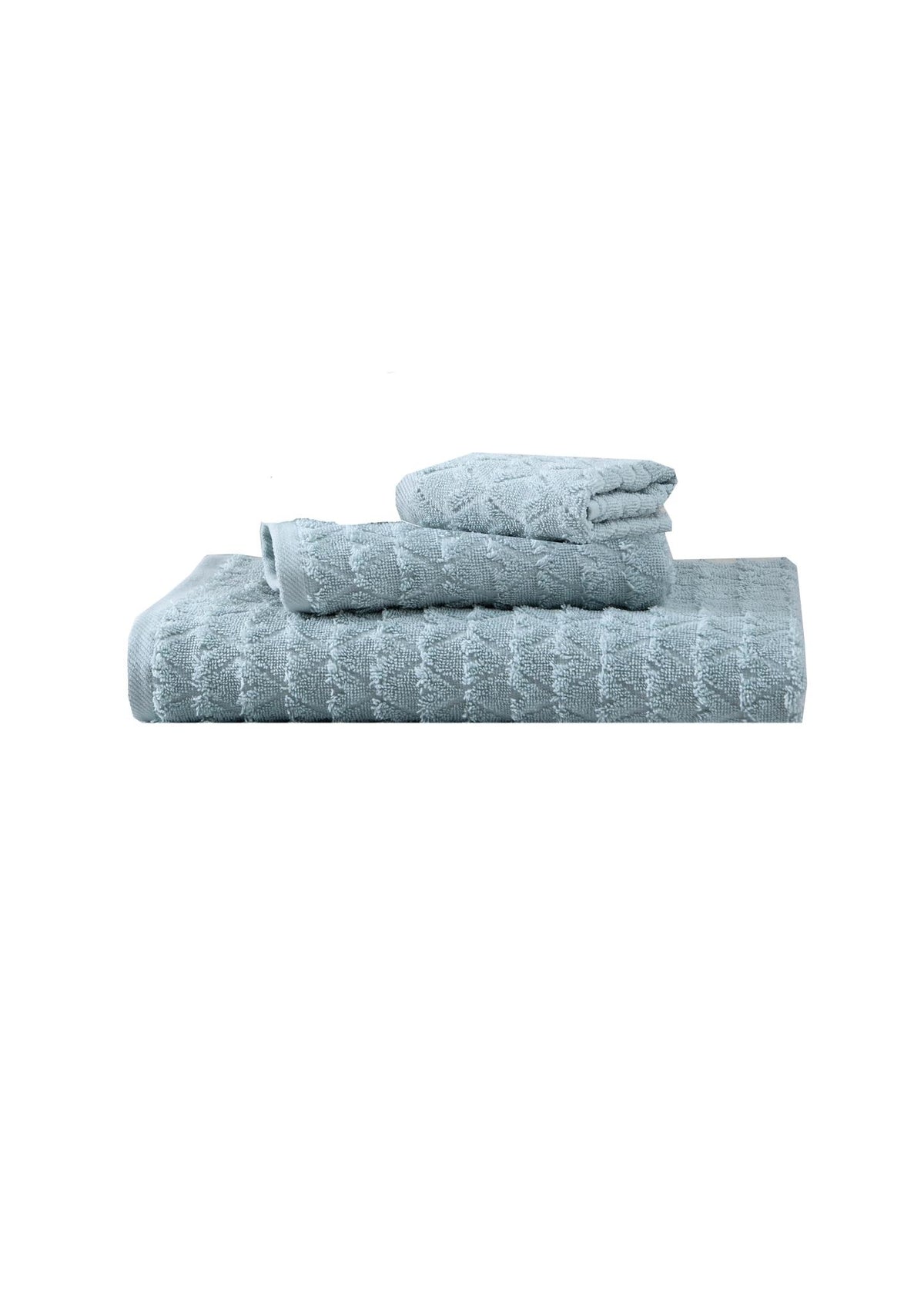 Set of Three Aqua Geometric Turkish Cotton Towel Set - HomeRoots - Flyclothing LLC
