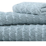 Set of Three Aqua Geometric Turkish Cotton Towel Set - HomeRoots - Flyclothing LLC