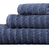 Set of Three Navy Blue Geometric Turkish Cotton Towel Set - HomeRoots - Flyclothing LLC