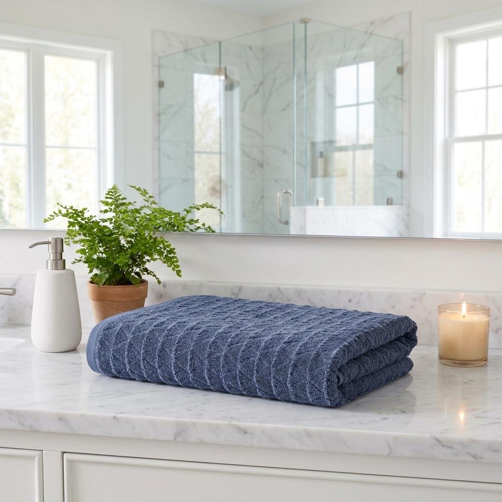 Set of Three Light Gray Geometric Turkish Cotton Towel Set - HomeRoots - Flyclothing LLC