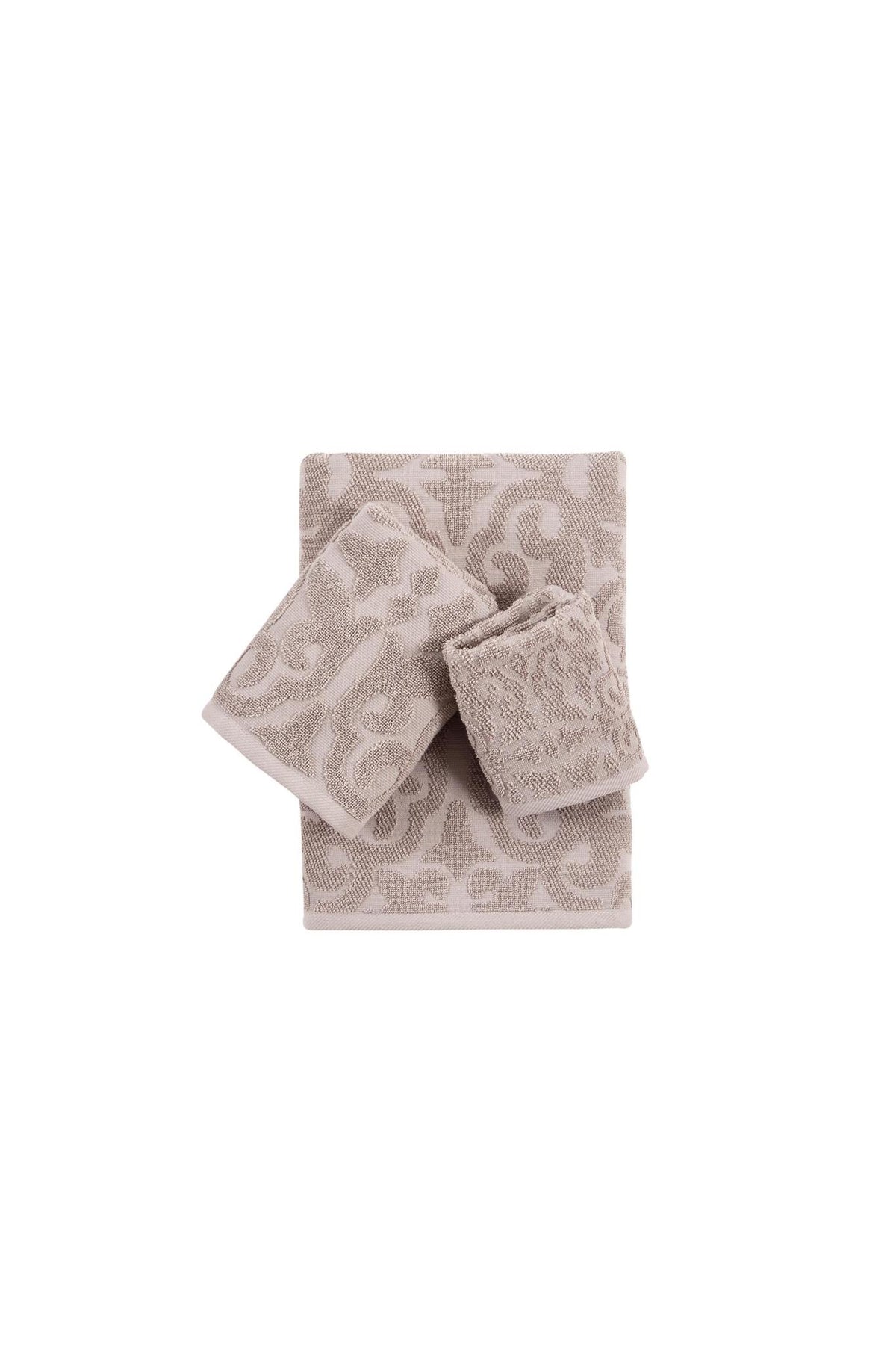 Set of Three Brown Floral Turkish Cotton Towel Set - HomeRoots - Flyclothing LLC