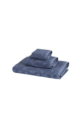 Set of Three Navy Blue Floral Turkish Cotton Towel Set - HomeRoots - Flyclothing LLC
