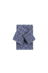Set of Three Navy Blue Floral Turkish Cotton Towel Set - HomeRoots - Flyclothing LLC