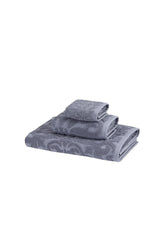 Set of Three Gray Floral Turkish Cotton Towel Set - HomeRoots - Flyclothing LLC