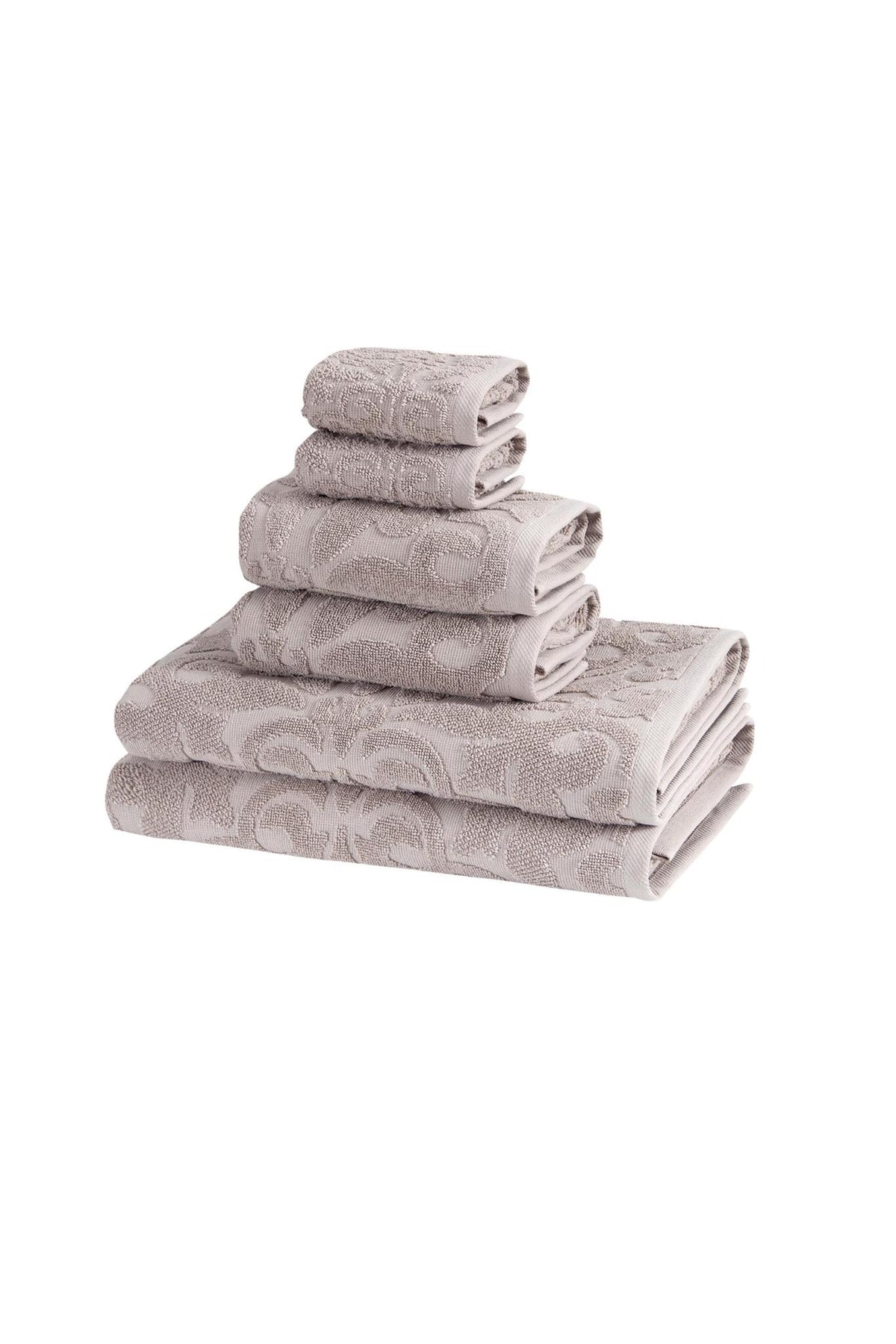 Set of Six Brown Floral Turkish Cotton Towel Set - HomeRoots - Flyclothing LLC