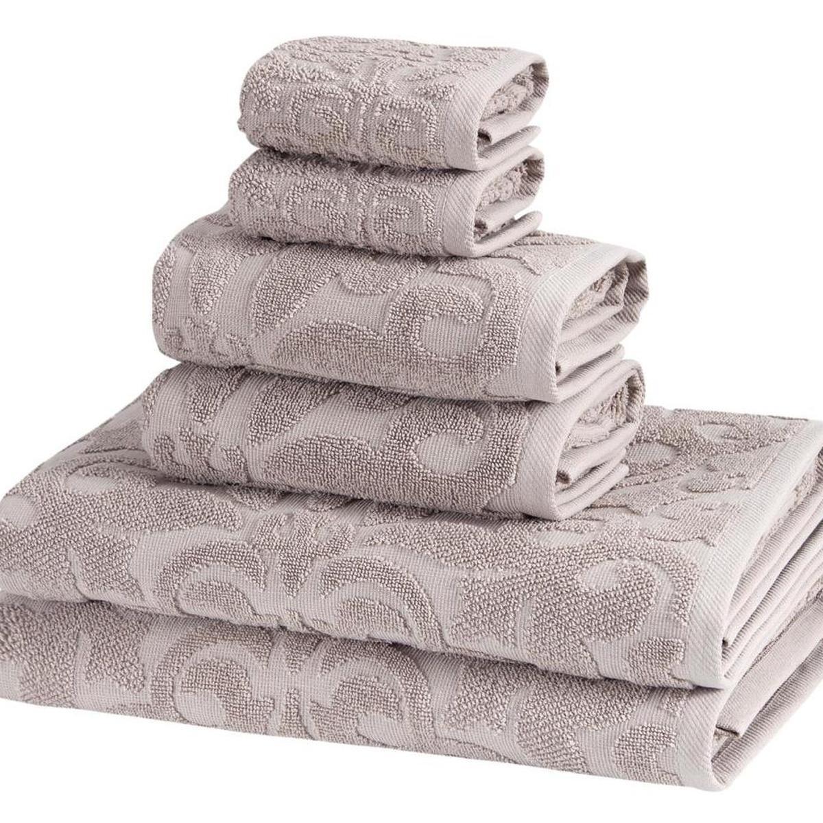 Set of Six Brown Floral Turkish Cotton Towel Set - HomeRoots - Flyclothing LLC