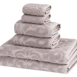 Set of Six Brown Floral Turkish Cotton Towel Set - HomeRoots - Flyclothing LLC