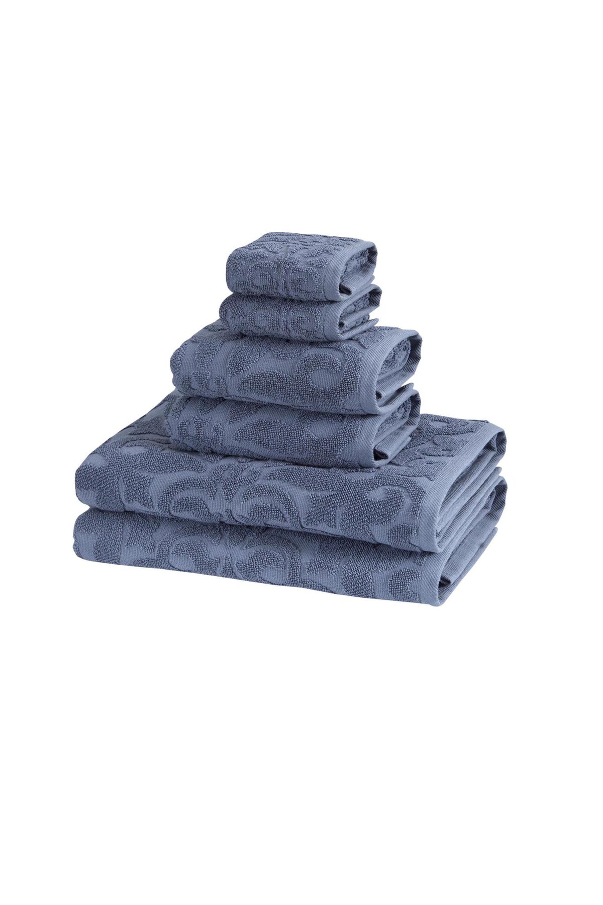 Set of Six Blue Floral Turkish Cotton Towel Set - HomeRoots - Flyclothing LLC