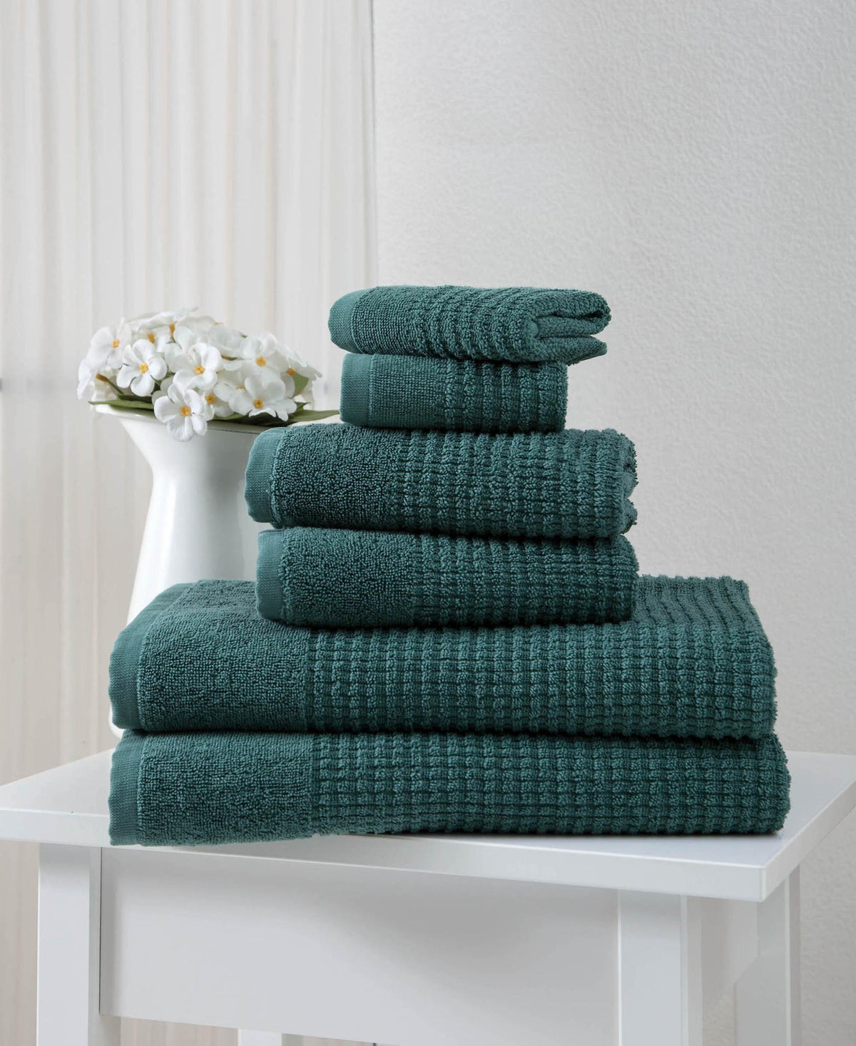 Set of Six Green Polka Dots Turkish Cotton Towel Set - HomeRoots - Flyclothing LLC