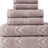 Set of Six Brown Geometric Turkish Cotton Towel Set - HomeRoots - Flyclothing LLC