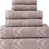 Set of Six Brown Geometric Turkish Cotton Towel Set - HomeRoots - Flyclothing LLC