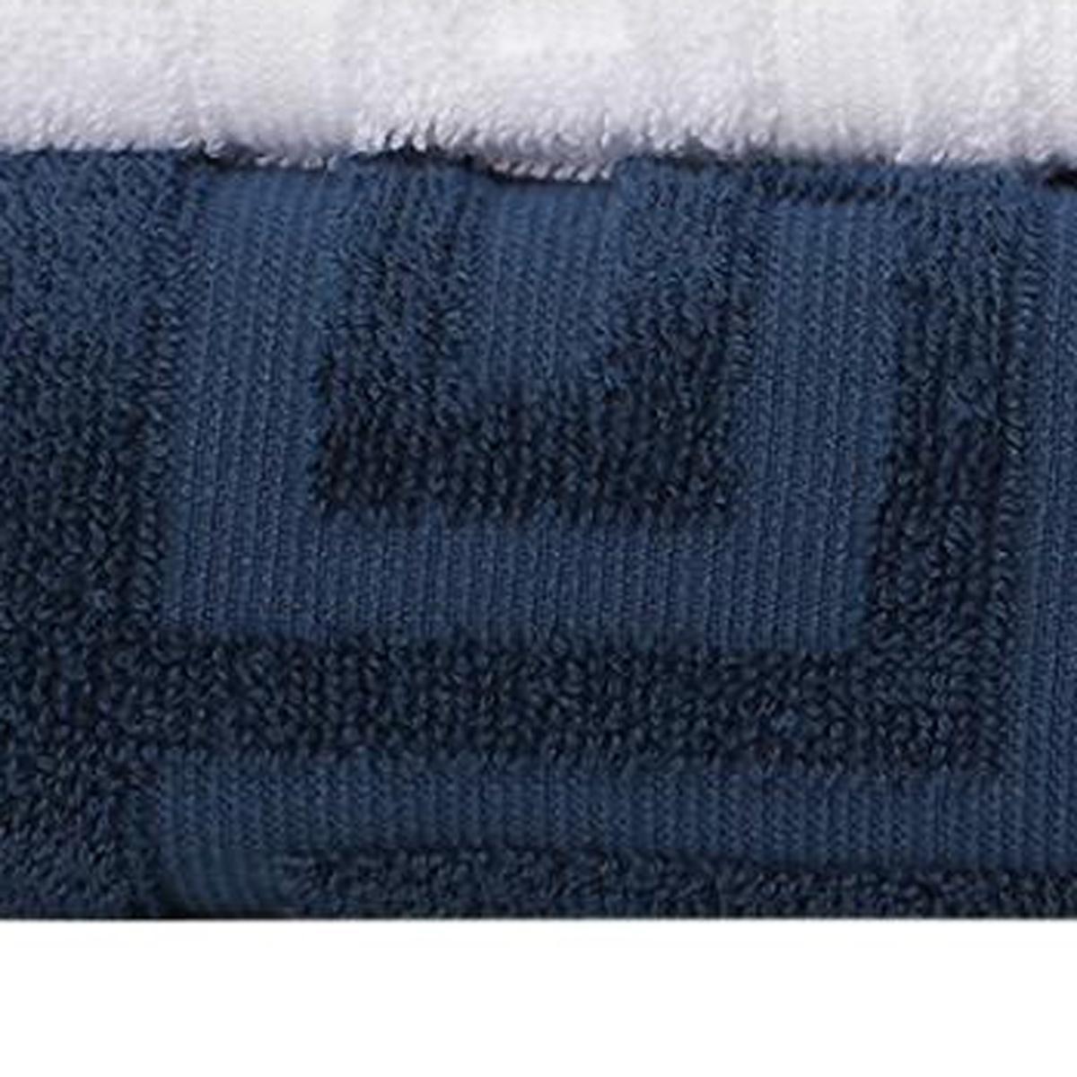 Set of Six White And Navy Blue Greek Key Turkish Cotton Towel Set - HomeRoots - Flyclothing LLC