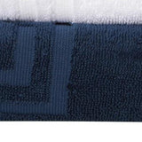 Set of Six White And Navy Blue Greek Key Turkish Cotton Towel Set - HomeRoots - Flyclothing LLC