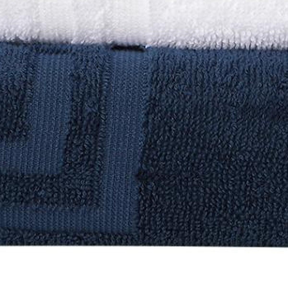 Set of Six White And Navy Blue Greek Key Turkish Cotton Towel Set - HomeRoots - Flyclothing LLC