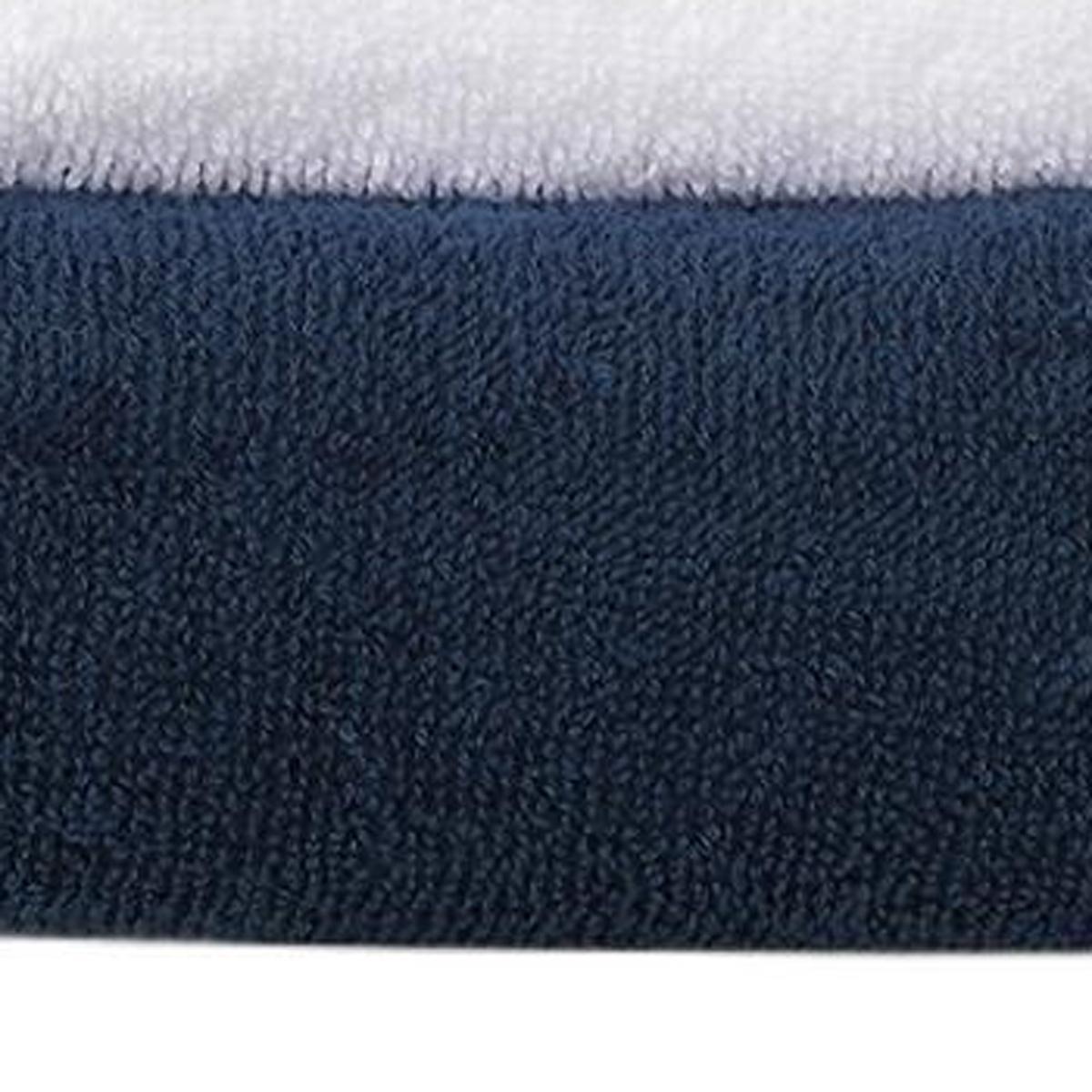 Set of Six White And Navy Blue Greek Key Turkish Cotton Towel Set - HomeRoots - Flyclothing LLC