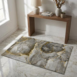3' X 5' Gold And Gray Abstract Shag Washable Area Rug With UV Protection - HomeRoots - Flyclothing LLC