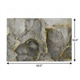 3' X 5' Gold And Gray Abstract Shag Washable Area Rug With UV Protection - HomeRoots - Flyclothing LLC
