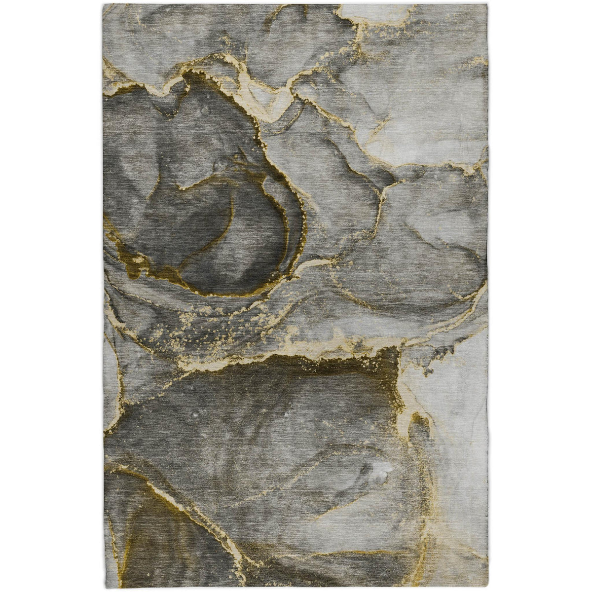 8' X 10' Gold And Gray Abstract Shag Washable Area Rug With UV Protection - HomeRoots - Flyclothing LLC