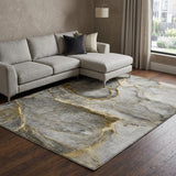 10' X 14' Gold And Gray Abstract Shag Washable Area Rug With UV Protection - HomeRoots - Flyclothing LLC