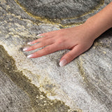 10' X 14' Gold And Gray Abstract Shag Washable Area Rug With UV Protection - HomeRoots - Flyclothing LLC
