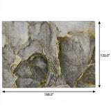 10' X 14' Gold And Gray Abstract Shag Washable Area Rug With UV Protection - HomeRoots - Flyclothing LLC